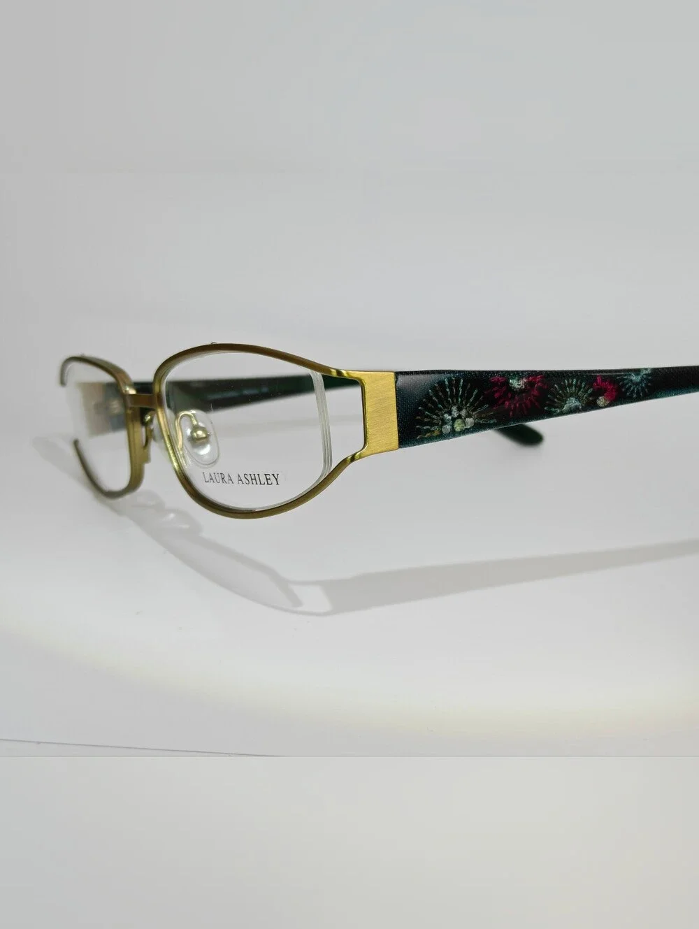 Laura Ashley. Helena. Gold Semi Rimless Metal Eyeglasses. Sage Loom.